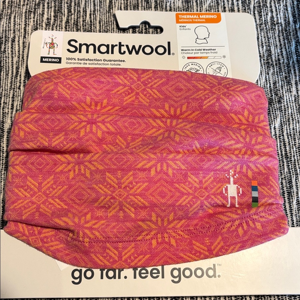 Smartwool Neck Gaiter Kids Merino Wool Thermal Pink Winter Snow Outdoor NWT